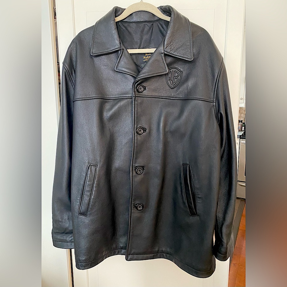 Vtg Warner Brothers Movie Marketing Men’s Leather Jacket Blac…